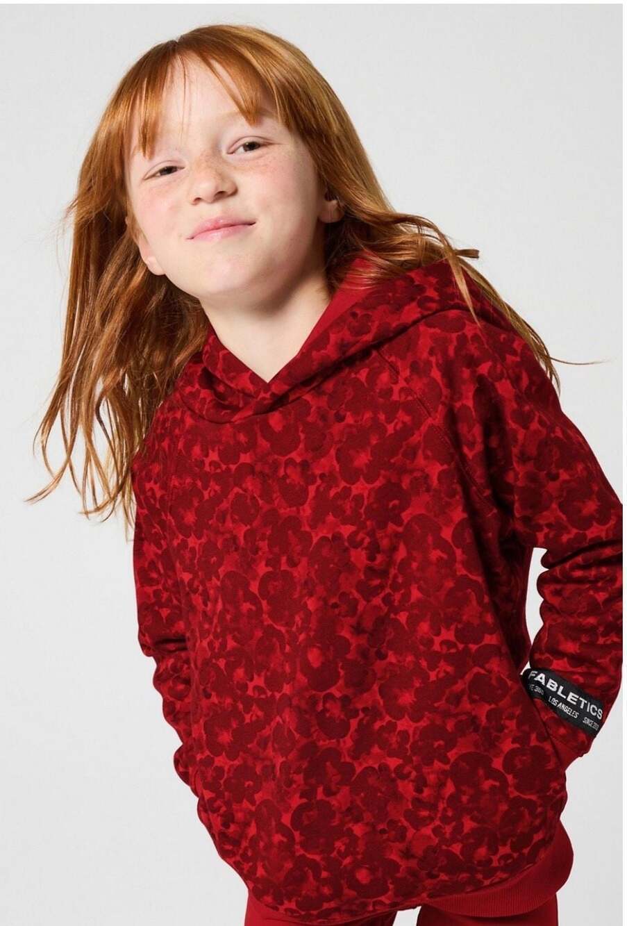 Fabletics Kids Go-To Hoodie in Holly Berry Blossoms Print